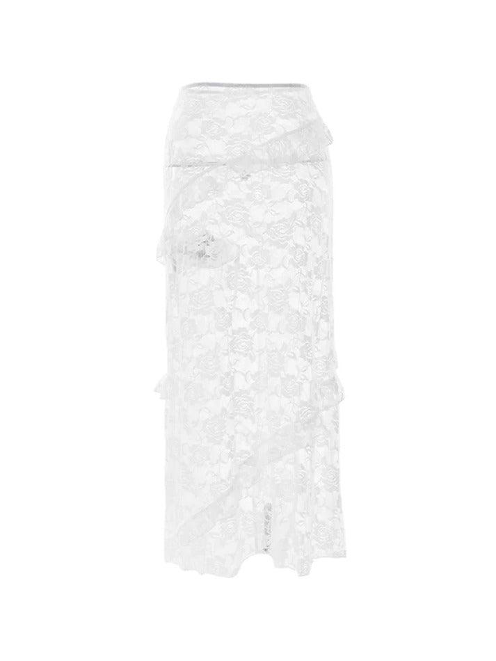 See Through Lace Midi Skirt - AnotherChill