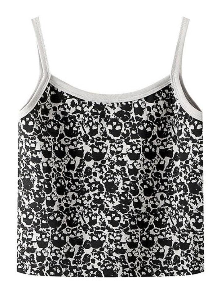 Skull Allover Print Crop Cami Top - AnotherChill