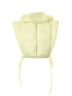 Solid Color Lace Up Hooded Sleeveless Jacket - AnotherChill