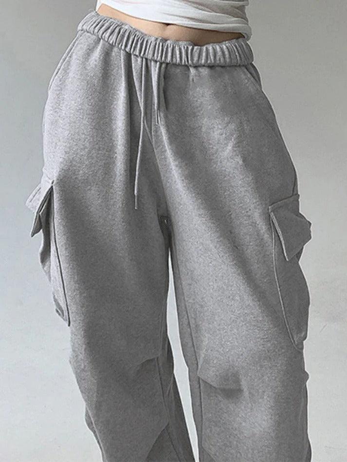 Solid Color Pocket Pleated Sweatpants - AnotherChill