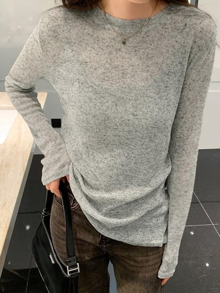 Solid Color Thin Long Sleeve Knit - AnotherChill