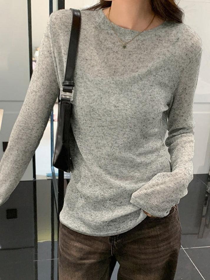 Solid Color Thin Long Sleeve Knit - AnotherChill