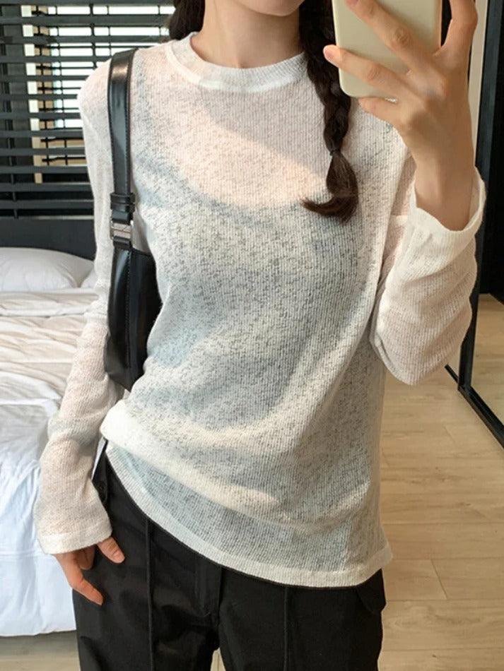 Solid Color Thin Long Sleeve Knit - AnotherChill