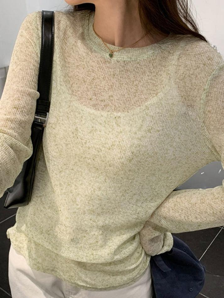 Solid Color Thin Long Sleeve Knit - AnotherChill