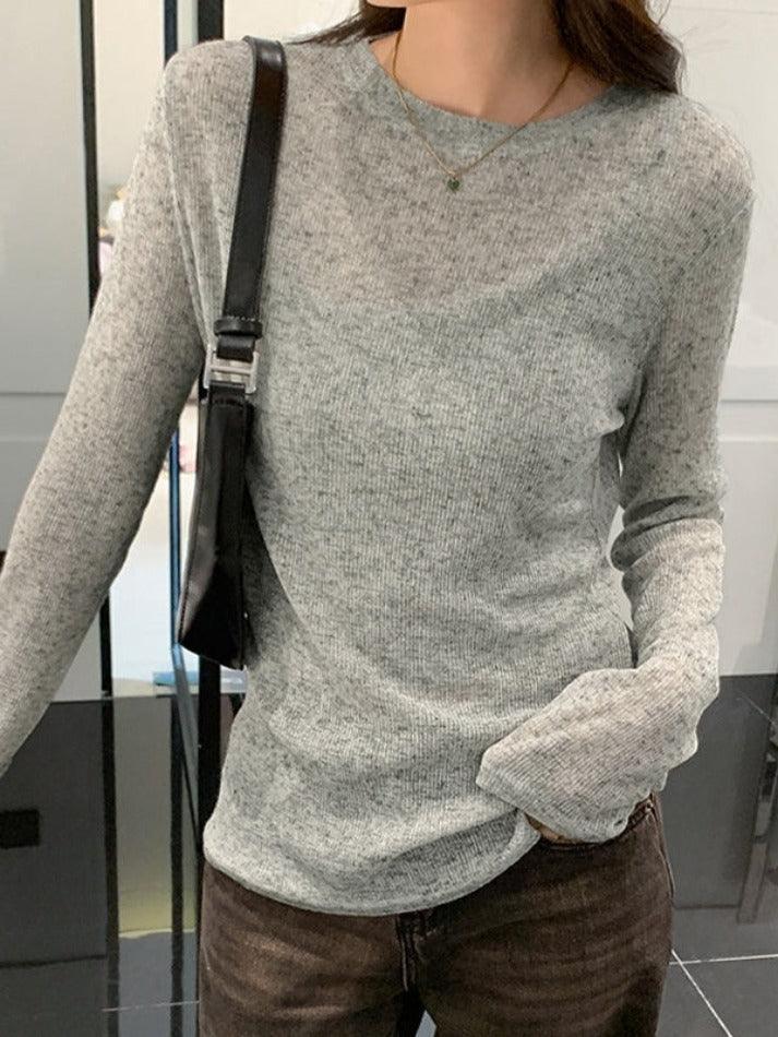 Solid Color Thin Long Sleeve Knit - AnotherChill