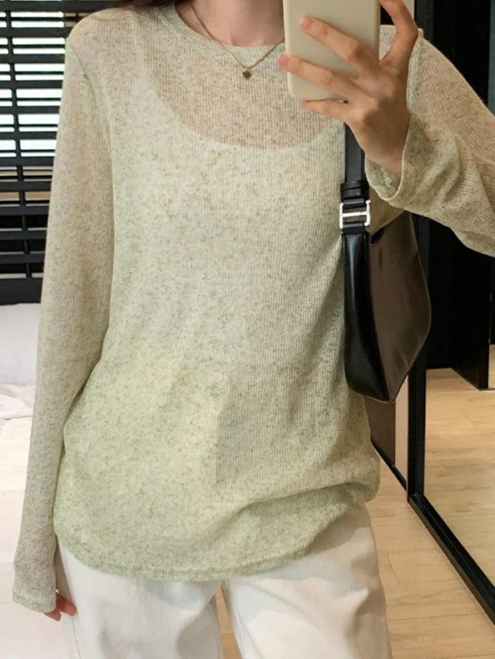 Solid Color Thin Long Sleeve Knit - AnotherChill