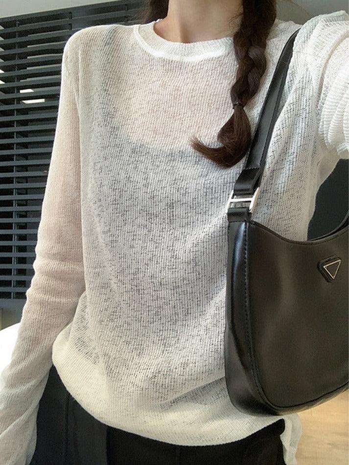 Solid Color Thin Long Sleeve Knit - AnotherChill