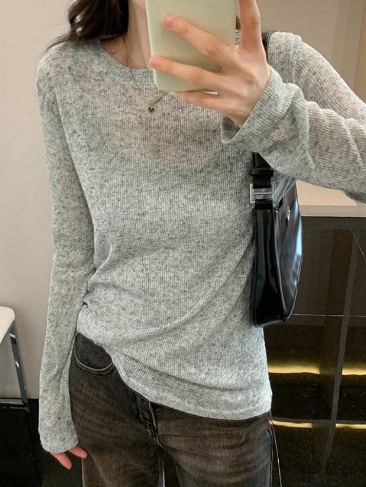 Solid Color Thin Long Sleeve Knit - AnotherChill