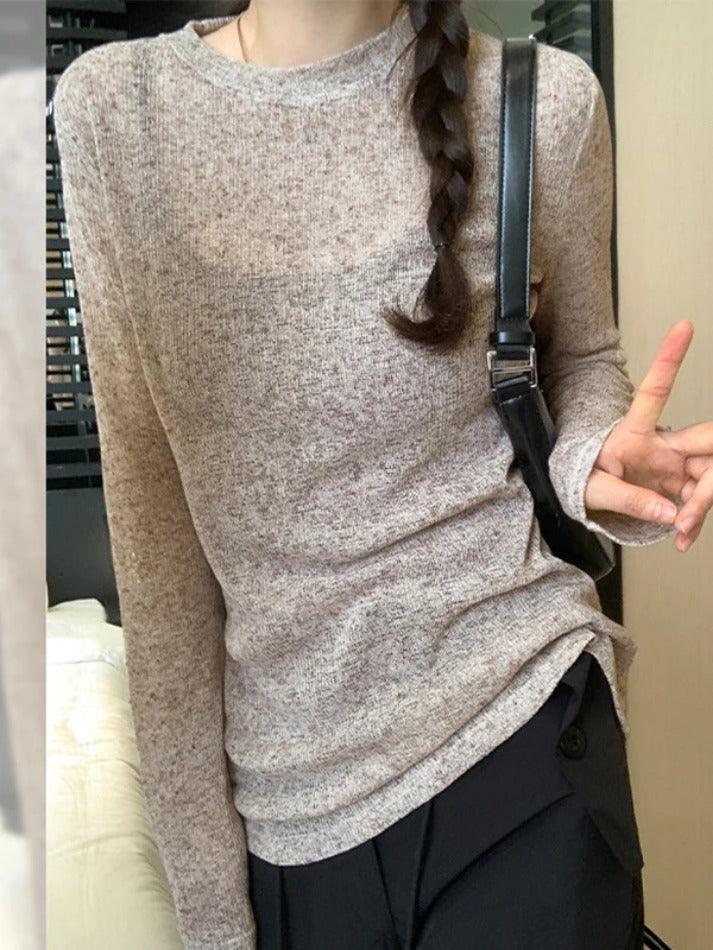 Solid Color Thin Long Sleeve Knit - AnotherChill