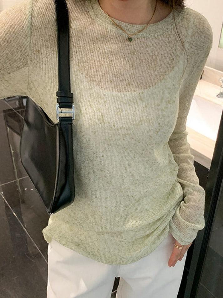 Solid Color Thin Long Sleeve Knit - AnotherChill