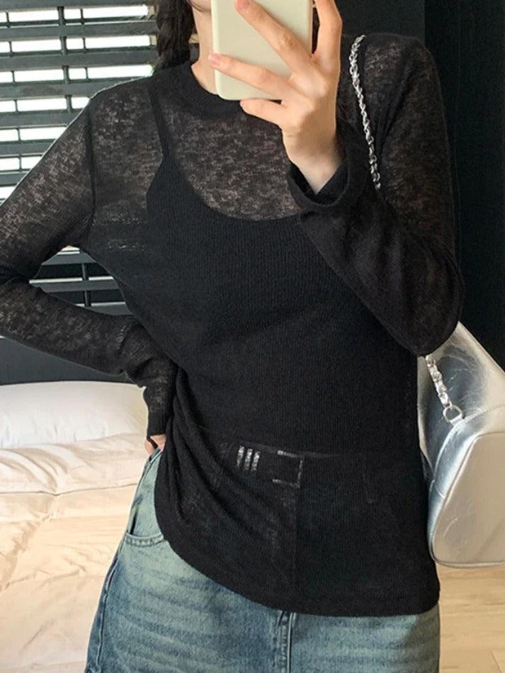 Solid Color Thin Long Sleeve Knit - AnotherChill