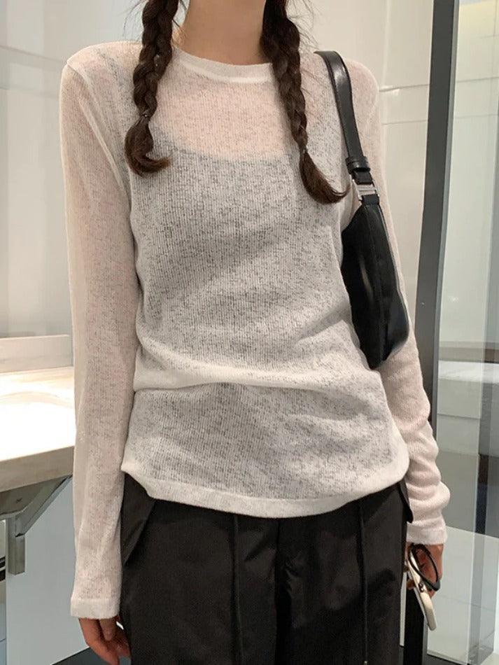 Solid Color Thin Long Sleeve Knit - AnotherChill