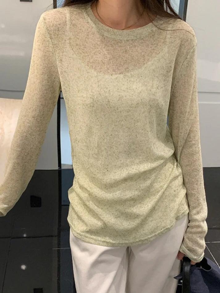 Solid Color Thin Long Sleeve Knit - AnotherChill