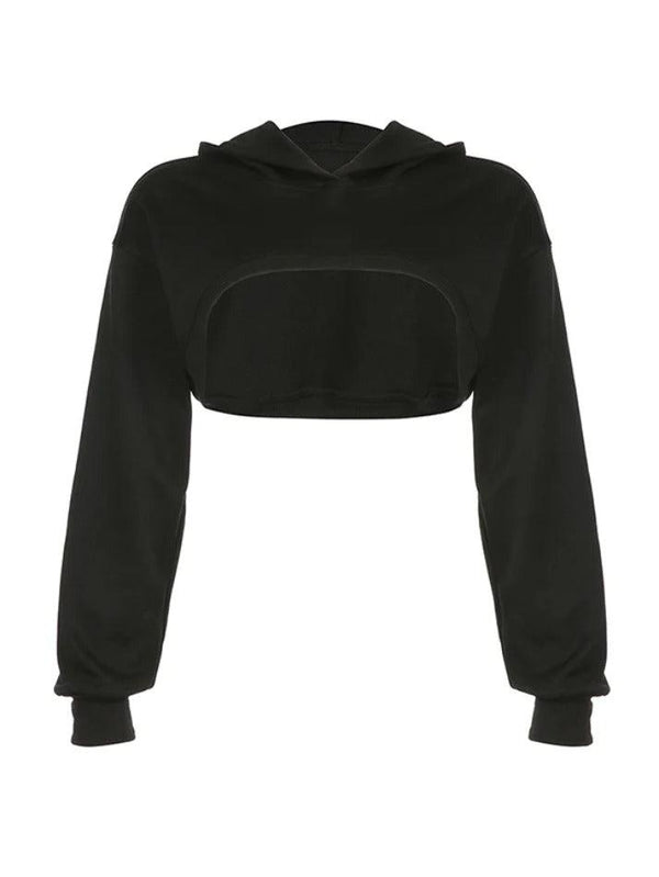 Solid Color Ultra Short Hooded Oversized Hoodie - AnotherChill