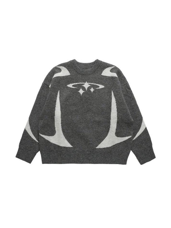 Star Jacquard Baggy Sweater - AnotherChill