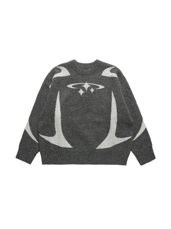 Star Jacquard Baggy Sweater - AnotherChill