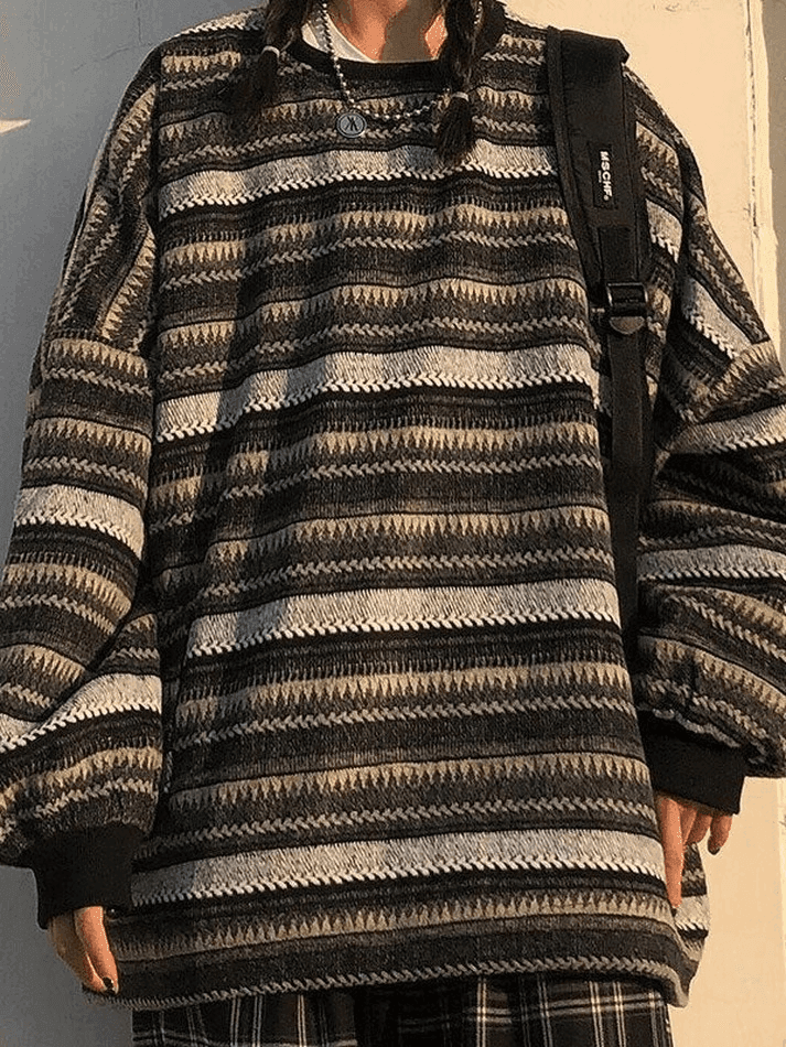 Striped Pullover Knit Sweater - AnotherChill