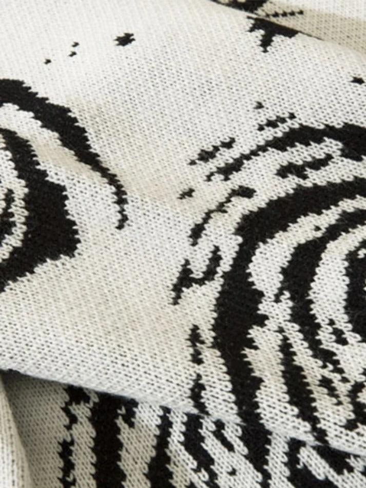 Swirl Print Ripped Design Sweater - AnotherChill