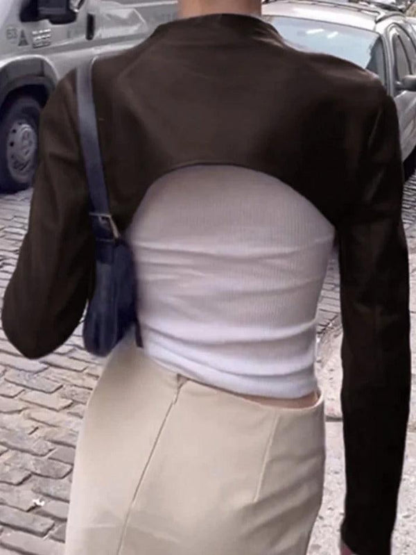 Vintage Brown Leather Ultra Short Slim Jacket - AnotherChill