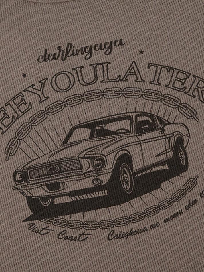Vintage Car Print Slim Long Sleeve Knit - AnotherChill