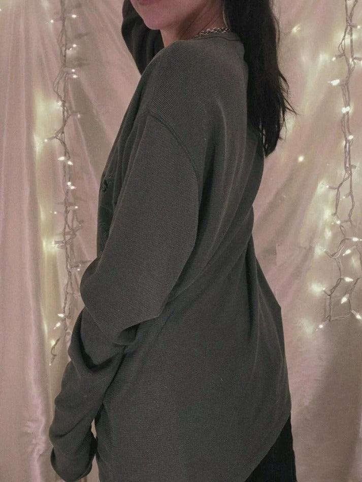 Vintage Print Oversized Long Sleeve Tee - AnotherChill