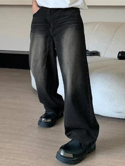 Vintage Wash Straight Leg Loose Jeans - AnotherChill