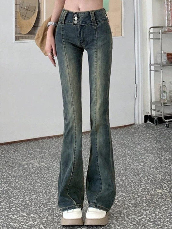 Vintage Wash Y2K Flare Jeans - AnotherChill