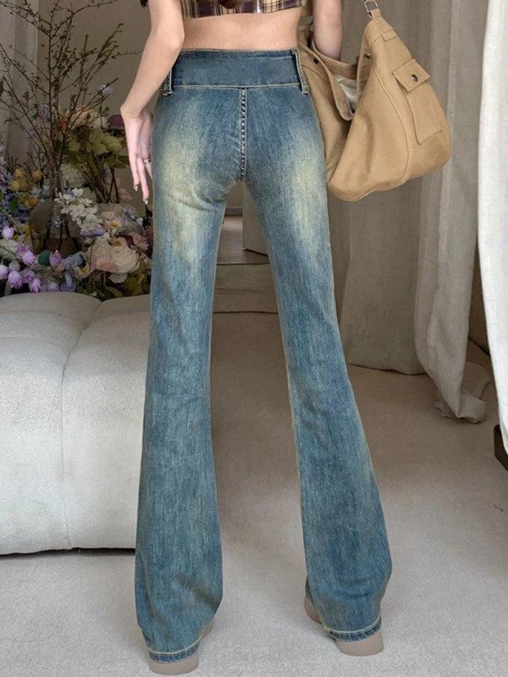 Vintage Wash Y2K Flare Jeans - AnotherChill